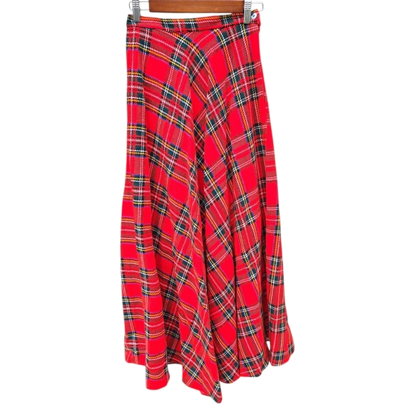 Vintage Jr Red Plaid Tartan Women's Holiday Skirt - Picture 1 of 6